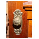 Antique Solid Wood Door with Etched Glass Inlay