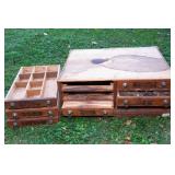 Antique Victorian Oak Six-Drawer Merrick’s Spool Cabinet – Original Eagle Decals