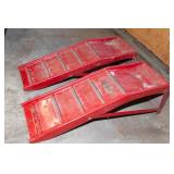 Set of Two Red Metal Car Ramps