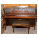 Vintage Wurlitzer Roll-Top Piano with Bench – 57"W x 24"D x 36"T