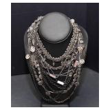 Set of 6 Gunmetal-Tone Necklaces