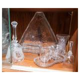 Two Shelves of Cut Glass