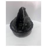 Fenton (?) 8" Black Hen on Nest Few Small Chips