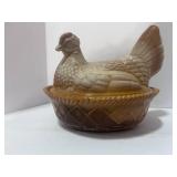 Vintage Westmoreland 8" Butterscotch Slag Hen on Nest