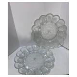 2 Vintage 13" Indiana Glass Clear Egg Plates