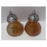 Pair of Vintage Imperial Glass Carnival Marigold Salt and Pepper Shaker