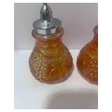 Pair of Vintage Imperial Glass Carnival Marigold Salt and Pepper Shaker