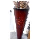18" Wooden Wall Vase w Feathers