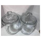 Two Glass Canisters No chips or cracks 8" tall 7" Round