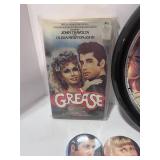 1978 Grease Paperback,  Grease Clock and Three Grease Buttons