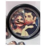1978 Grease Paperback,  Grease Clock and Three Grease Buttons