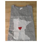 Fashion Gear My Heart Belongs In Minnesota T-Shirt Large Heather Grey - New *P