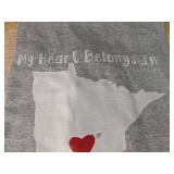 Fashion Gear My Heart Belongs In Minnesota T-Shirt Large Heather Grey - New *P