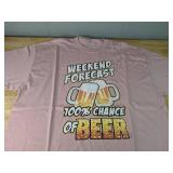 Port & Company Weekend Forecast Beer T-Shirt XL Pink - New *P