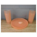 Mainstays Pink Plates and Tumblers Set (8 Pieces) - Brand New *P