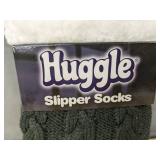 Huggle Slipper Socks Gray Ultra-Plush One Size - Brand New