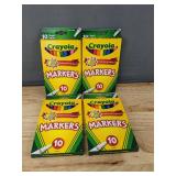 Crayola Markers 10 Count Fine Line, Assorted Colors, Lot of 4 - Brand New