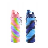 2 Collapsible 16 oz Silicone Water Bottles, Pink and Blue - Brand New