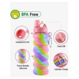 2 Collapsible 16 oz Silicone Water Bottles, Pink and Blue - Brand New