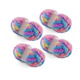 NDICANG 4 Pack Chunky Yarn for Hand Knitting Chenille 28.4 yds 7.7 oz Each Skein (Macaroon) - Brand New