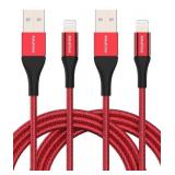 2 Brand New Amaitree Lightning Cables (4 total), 6Ft - 2Packs Apple MFi Certified 3A Fast Charging iPhone Charger Cable, iPhone USB to Lightning Cable for iPhones Red