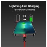2 Brand New Amaitree Lightning Cables (4 total), 6Ft - 2Packs Apple MFi Certified 3A Fast Charging iPhone Charger Cable, iPhone USB to Lightning Cable for iPhones Red