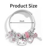 Hello Kitty Silver Tone Charm Bangle Bracelet - Brand New