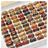 Vibrant Wooden Ring Collection - 100 Total Rings - Brand New