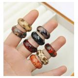 Vibrant Wooden Ring Collection - 100 Total Rings - Brand New