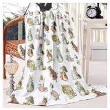 Rabbit Fleece Blanket, 59 x 78.7 Inches - Brand New