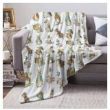Rabbit Fleece Blanket, 59 x 78.7 Inches - Brand New