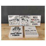 5 Dog Mom and Horse Decor Block Signs - Brand New *B