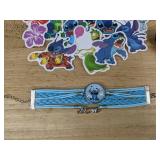 Stitch 25 Sticker Collection with Bracelet and Retractable Badge Reel - Brand New