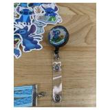Stitch 25 Sticker Collection with Bracelet and Retractable Badge Reel - Brand New