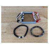 2 Pinky Promise and 2 Gemstone Bead Bracelets - Brand New