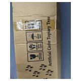 2 Artificial 48" Cedar Topiary Trees in Pots $130 Retail - New *B