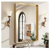 36 x 24 Inch Gold Rectangular Wall Mirror, Aluminum Alloy Frame - Brand New *B