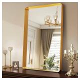 36 x 24 Inch Gold Rectangular Wall Mirror, Aluminum Alloy Frame - Brand New *B