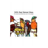Multicolor Stained Glass Birds Panel Suncatcher 22in x 12.8in $97 Retail - Brand New *B