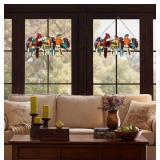 Multicolor Stained Glass Birds Panel Suncatcher 22in x 12.8in $97 Retail - Brand New *B