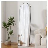Full Length Arched Mirror, Black Aluminum Frame 58 x 16 in - New