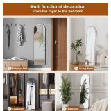 Full Length Arched Mirror, Black Aluminum Frame 58 x 16 in - New