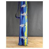 Blue Beach Umbrella with Sailboat Design, Carrying Case - Brand New *B