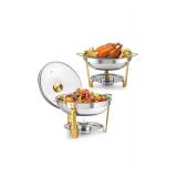 Wilprep 2-Pack Stainless Chafing Dish Set, Gold Trim $80 Retail - Brand New *B