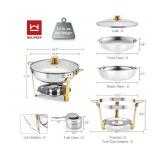 Wilprep 2-Pack Stainless Chafing Dish Set, Gold Trim $80 Retail - Brand New *B