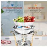 Wilprep 2-Pack Stainless Chafing Dish Set, Gold Trim $80 Retail - Brand New *B