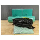 Whitecloudz Yoga Kit: Green Mat, Towels, Blocks, and Carry Bag - Brand New *B