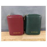 Masilou Leather RFID Blocking Card Holders Unisex 18 Slot in Wine and Green - Brand New *B