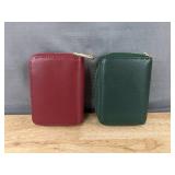 Masilou Leather RFID Blocking Card Holders Unisex 18 Slot in Wine and Green - Brand New *B