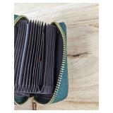 Masilou Leather RFID Blocking Card Holders Unisex 18 Slot in Wine and Green - Brand New *B